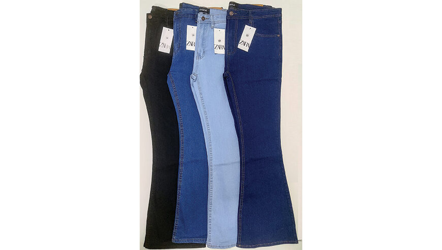 Ladies denim boot cut long pants.