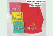 Adult Girl’s Long Sleeve Over Fancy Printed T-shirt