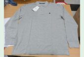 Mens solid long slv polo