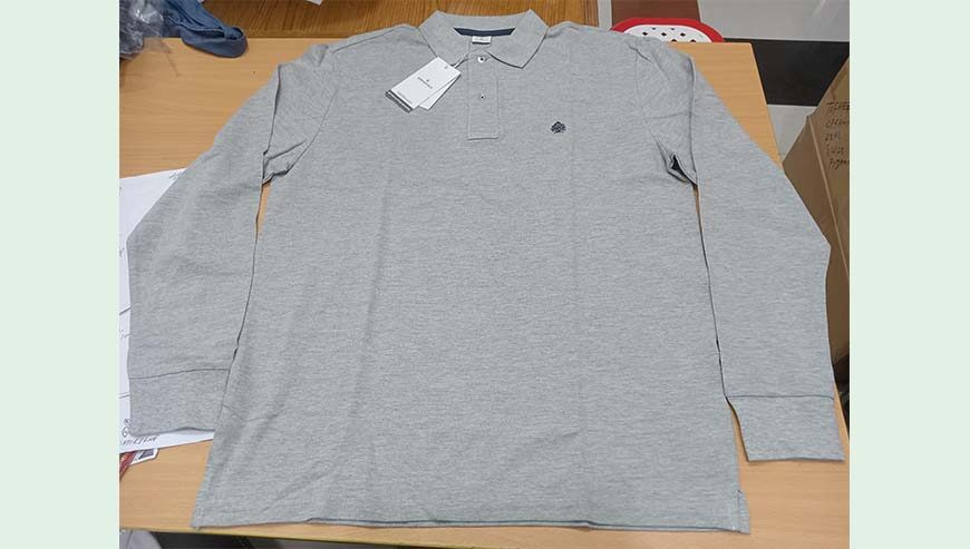 Mens solid long slv polo