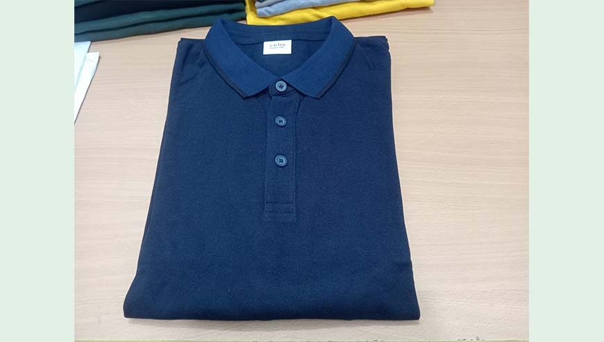 Mens solid long slv polo